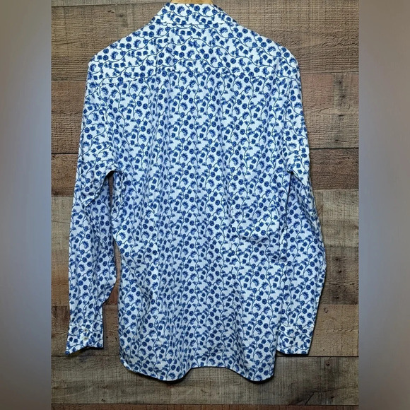 TED BAKER Endurance Button Down Men’s size 16 34/35 Blue Floral Dress Shirt - Picture 2 of 8